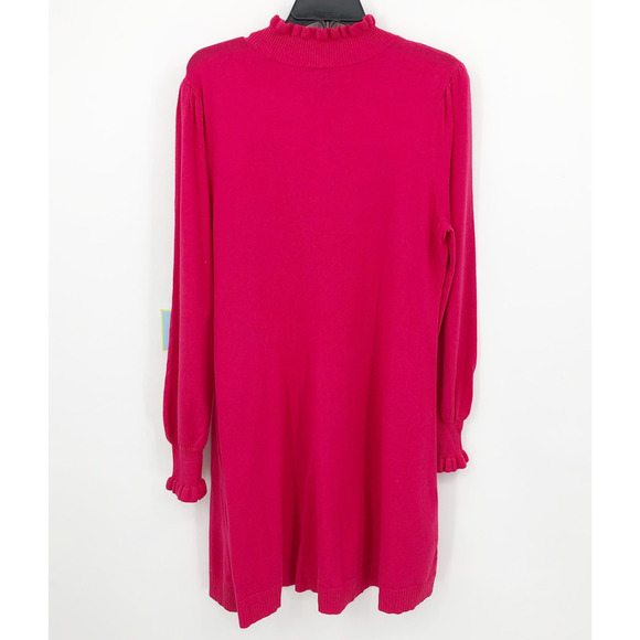 CECE Ruffled Sweater Dress Small Pink Long Sleeve Mock Neck NWT - Picture 6 of 10